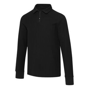 Zeus Unisex Adult Quarter Zip Long-Sleeved Polo Shirt / Black